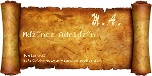 Müncz Adrián névjegykártya